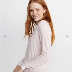 Marine Layer Double Knit Henley Rose Cloud Stripe